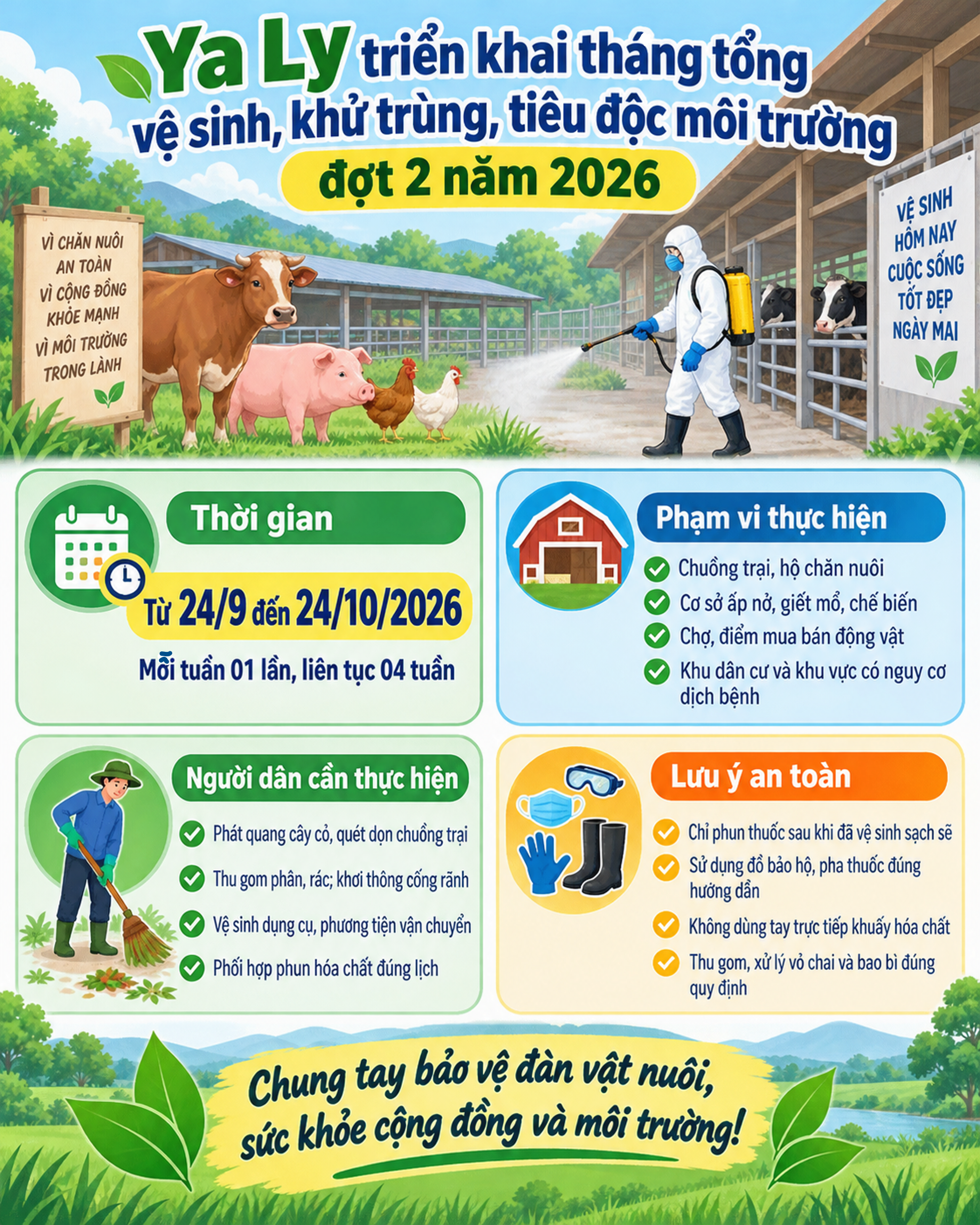 Ya Ly triển khai tháng tổng vệ sinh, khử trùng, tiêu độc môi trường đợt 2 năm 2026